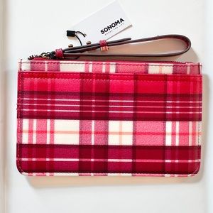NWT Sonoma red and white, zipper pouch, wristlet